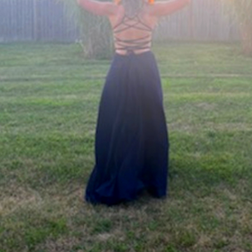 Navy blue a-line bridesmade dress